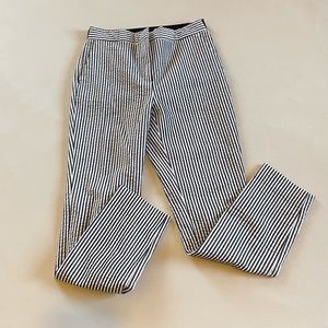 Zara blue and white women’s striped flat front casual cropped ankle pant small